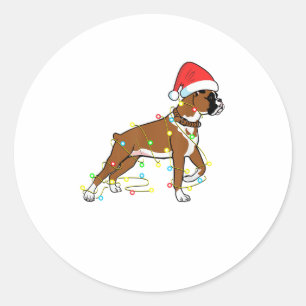 Christmas Lights Boxer Dog Lover Funny Geschenk Runder Aufkleber