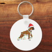 Christmas Lights Boxer Dog Lover Funny Geschenk Schlüsselanhänger (Vorderseite)