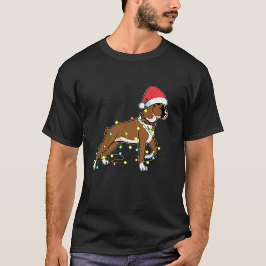 Christmas Lights Boxer Dog Lover Funny Geschenk T-Shirt (Vorderseite)
