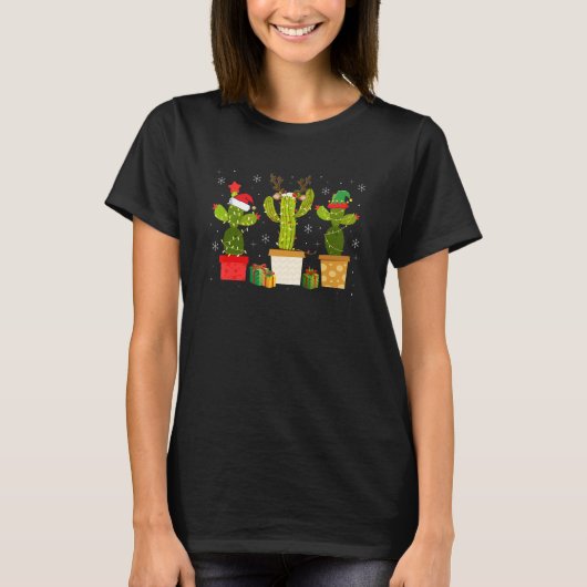 Christmas Lights Cactus   Xmas Pajama Holiday T-Shirt (Vorderseite)