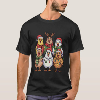 Christmas Lights Chicken Santa Funny Xmas Tree for T-Shirt