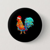 Christmas Lights Chicken Wearing Xmas Hat Chicken Button (Vorderseite)