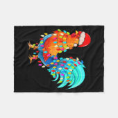 Christmas Lights Chicken Wearing Xmas Hat Chicken  Fleecedecke (Vorderseite (Horizontal))