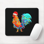 Christmas Lights Chicken Wearing Xmas Hat Chicken  Mousepad (Mit Mouse)
