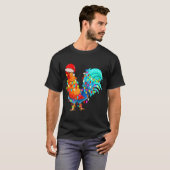 Christmas Lights Chicken Wearing Xmas Hat Chicken T-Shirt (Vorne ganz)
