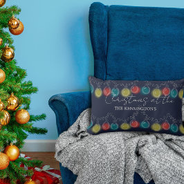 Christmas Lights Dark Blue Throw Kissen