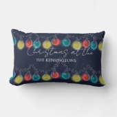Christmas Lights Dark Blue Throw Kissen (Vorderseite)