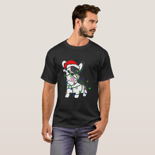 Christmas Lights Decoration Funny French Bulldog M T-Shirt (Vorne ganz)
