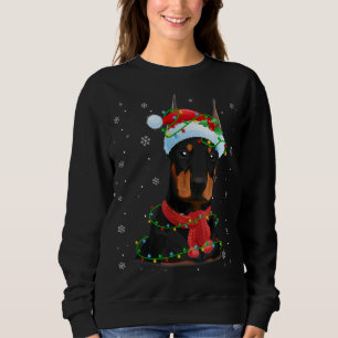 Christmas Lights Doberman Dog Weihnachtsmannmütze  Sweatshirt