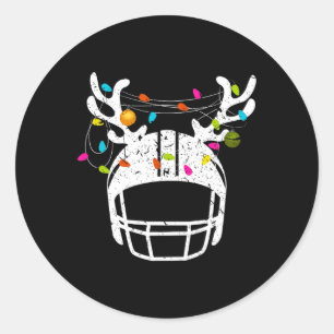Christmas Lights Football Helmet Funny Xmas Runder Aufkleber