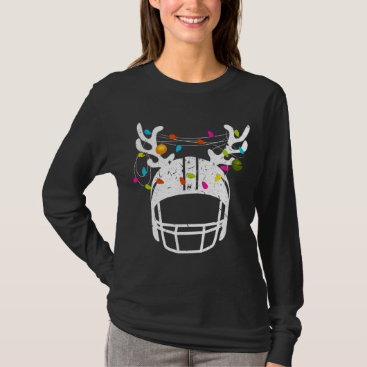 Christmas Lights Football Helmet Funny Xmas T-Shirt (Vorderseite)