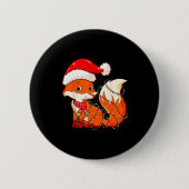 Christmas Lights Fox Wearing Xmas Hat - Cute Funny Button (Vorderseite)