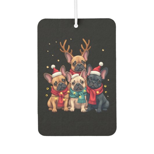 Christmas Lights French Bulldogs Xmas Frenchie Dog Autolufterfrischer (Vorderseite)