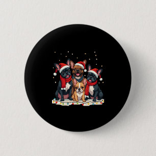 Christmas Lights French Bulldogs Xmas Frenchie Dog Button