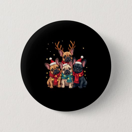 Christmas Lights French Bulldogs Xmas Frenchie Dog Button (Vorderseite)