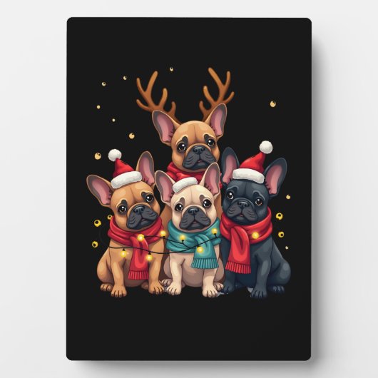 Christmas Lights French Bulldogs Xmas Frenchie Dog Fotoplatte (Vorderseite)