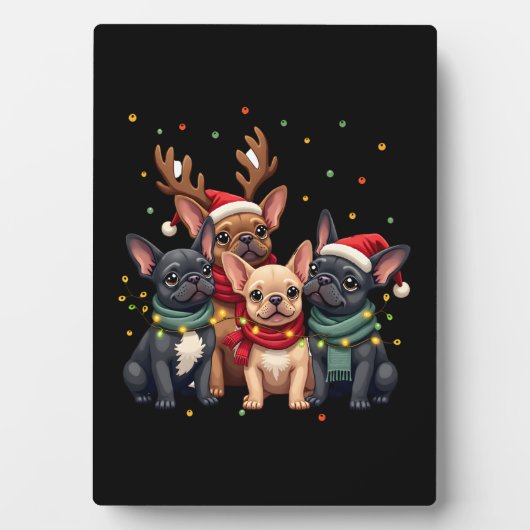 Christmas Lights French Bulldogs Xmas Frenchie Dog Fotoplatte (Vorderseite)