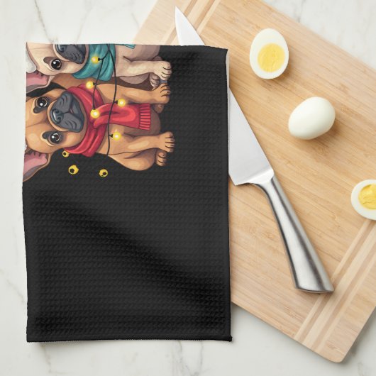 Christmas Lights French Bulldogs Xmas Frenchie Dog Geschirrtuch (Viertel Falte)