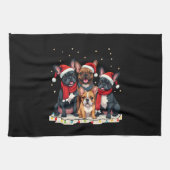 Christmas Lights French Bulldogs Xmas Frenchie Dog Geschirrtuch (Horizontal)