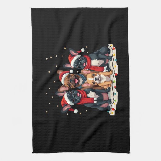 Christmas Lights French Bulldogs Xmas Frenchie Dog Geschirrtuch (Vertikal)