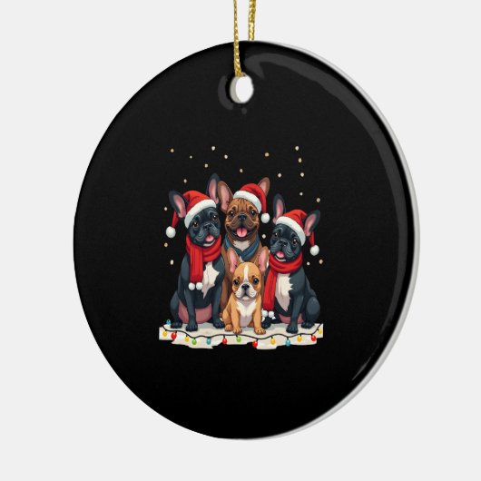 Christmas Lights French Bulldogs Xmas Frenchie Dog Keramik Ornament (Links)