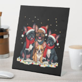 Christmas Lights French Bulldogs Xmas Frenchie Dog Sockelschild (In Situ)