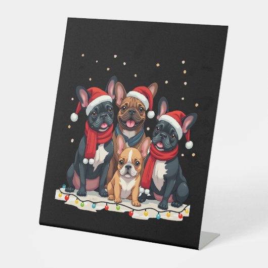 Christmas Lights French Bulldogs Xmas Frenchie Dog Sockelschild (Vorderseite)