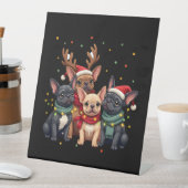 Christmas Lights French Bulldogs Xmas Frenchie Dog Sockelschild (In Situ)