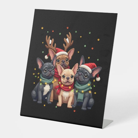Christmas Lights French Bulldogs Xmas Frenchie Dog Sockelschild (Vorderseite)