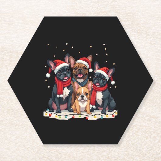 Christmas Lights French Bulldogs Xmas Frenchie Dog Untersetzer (Vorderseite)
