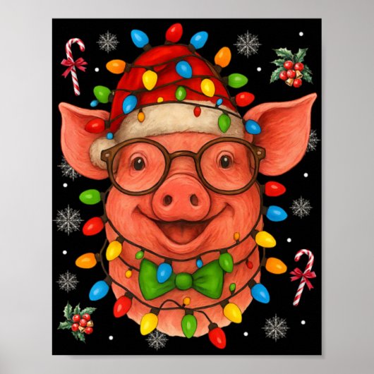 Christmas Lights G Santa Funny Xmas Tree Coquett T Poster (Vorne)