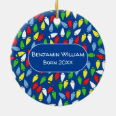 Christmas Lights Grandson blue Keramik Ornament (Hinten)