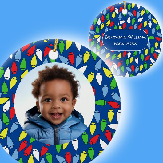 Christmas Lights Grandson blue Keramik Ornament