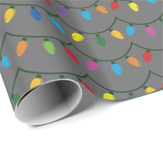 Christmas Lights GRAY GIFT WRAP Geschenkpapier (Rolleneckpunkt)