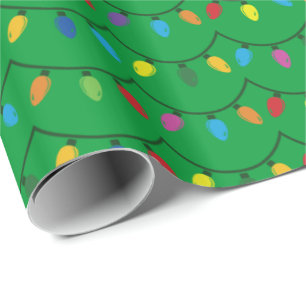 Christmas Lights GREEN GIFT WRAP Geschenkpapier