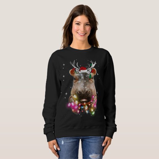 Christmas Lights Hippo Fiona Sweatshirt (Vorne ganz)