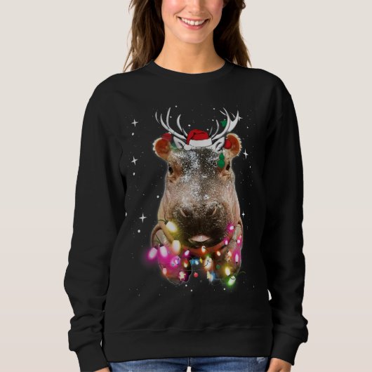 Christmas Lights Hippo Fiona Sweatshirt (Vorderseite)