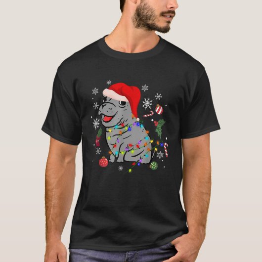 Christmas Lights Hippo Fiona T-Shirt (Vorderseite)