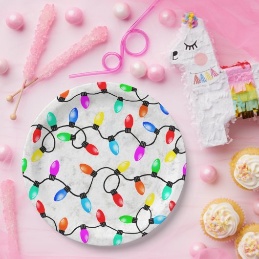 Christmas Lights In The Snow Pappteller (Party)