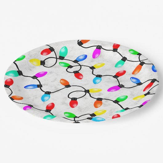 Christmas Lights In The Snow Pappteller (Schrägansicht)