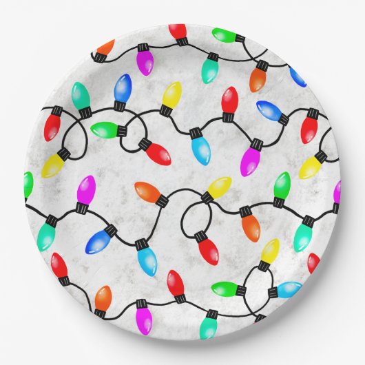 Christmas Lights In The Snow Pappteller (Vorderseite)