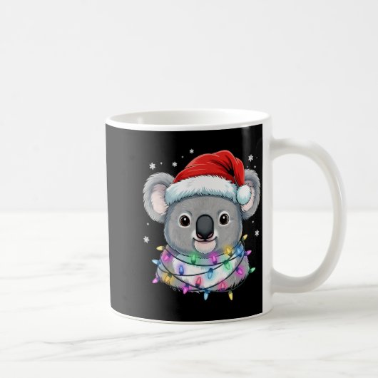 Christmas Lights Koala Santa Hat Cute Xmas Pajamas Kaffeetasse (Rechts)