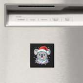 Christmas Lights Koala Santa Hat Cute Xmas Pajamas Magnet (In Situ (Geschirrspüler))