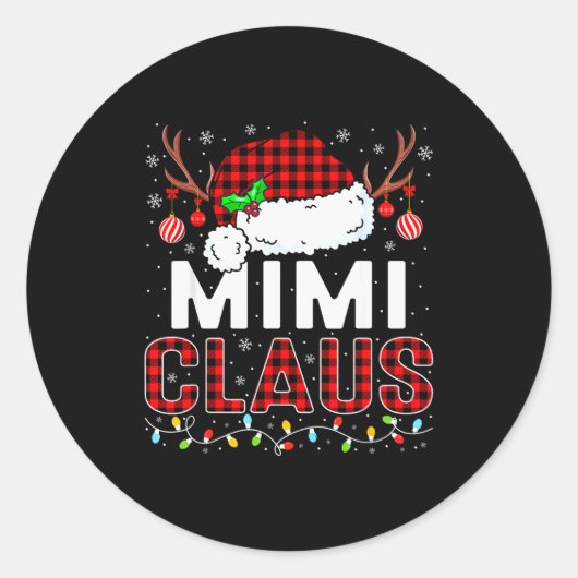 Christmas Lights Mimi Claus Family Matching Xmas P Runder Aufkleber (Vorderseite)