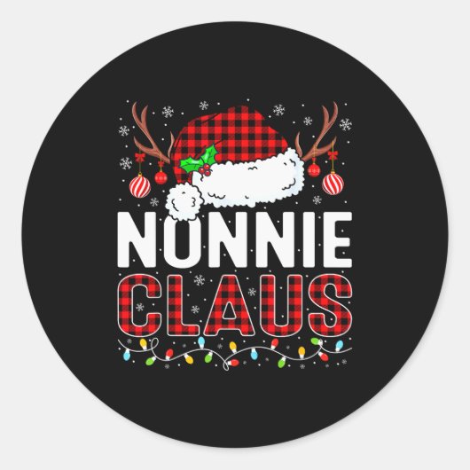Christmas Lights Nonnie Claus Family Matching Xmas Runder Aufkleber (Vorderseite)