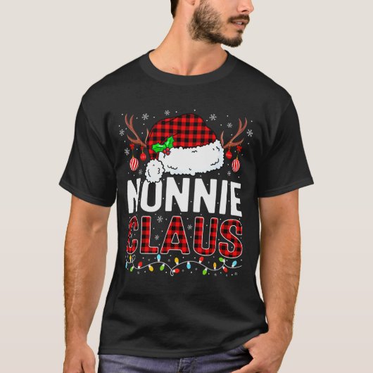 Christmas Lights Nonnie Claus Family Matching Xmas T-Shirt (Vorderseite)