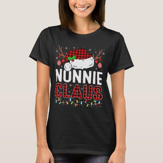 Christmas Lights Nonnie Claus Family Matching Xmas T-Shirt (Vorderseite)
