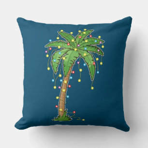 Christmas Lights Palm Tree Beach Funny Tropical Kissen