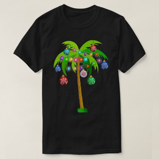 Christmas Lights Palm Tree Funny Hawaii Beach Trop T-Shirt (Design vorne)
