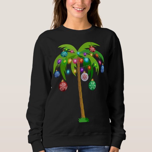 Christmas Lights Palm Tree Funny Hawaii Sweatshirt (Vorderseite)